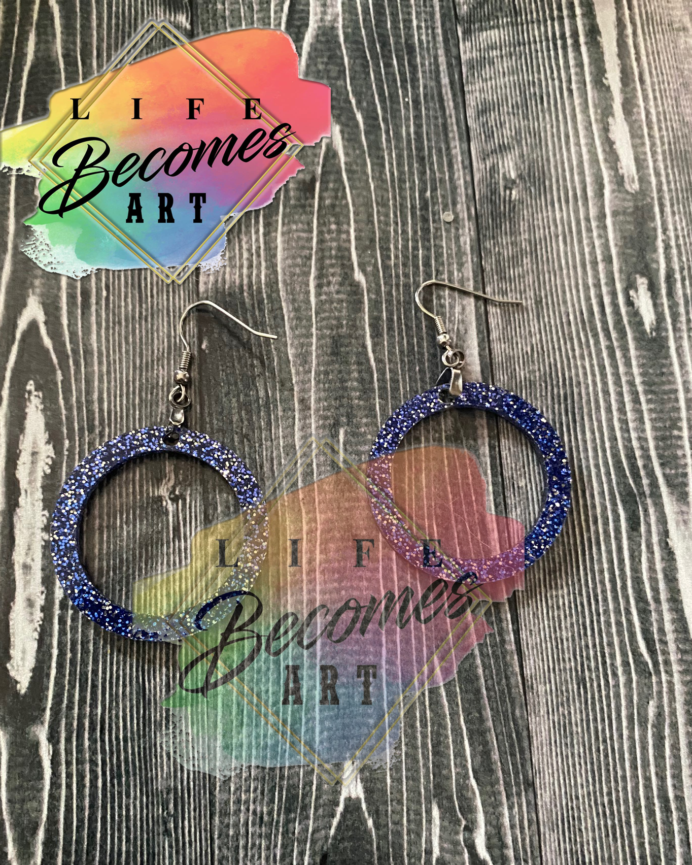 Glitter Open Circle Earrings