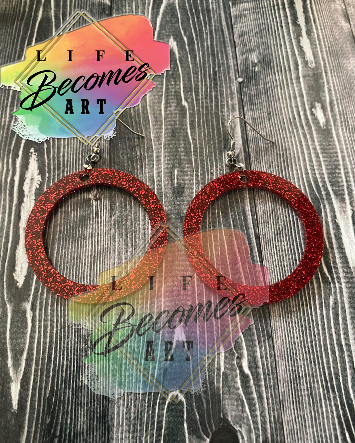 Glitter Open Circle Earrings