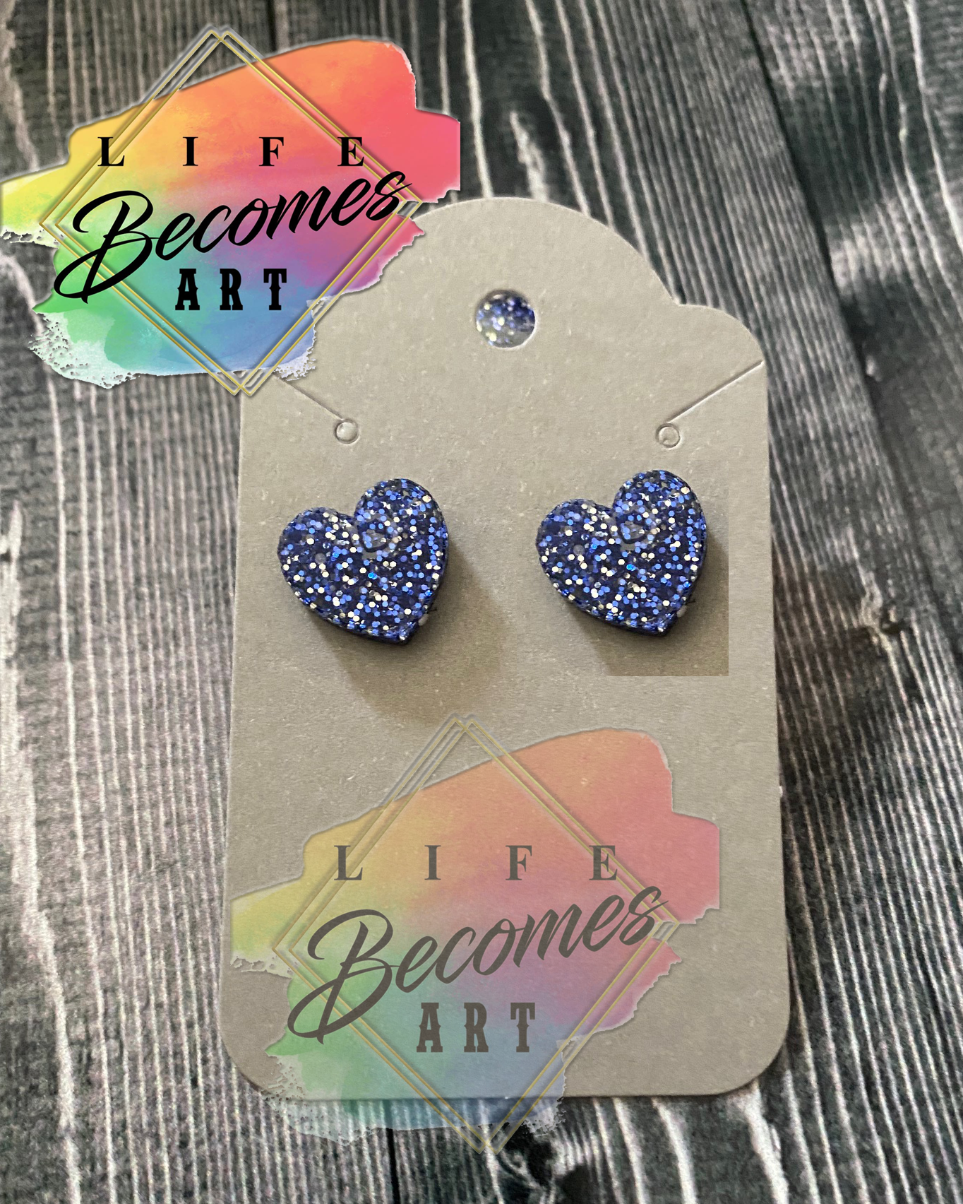 Glitter Heart Stud Earrings